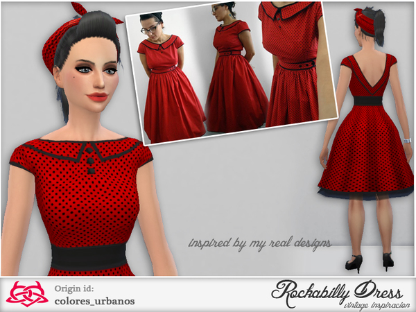 Sims 4 Rockabilly Dress v3 by Colores Urbanos at TSR