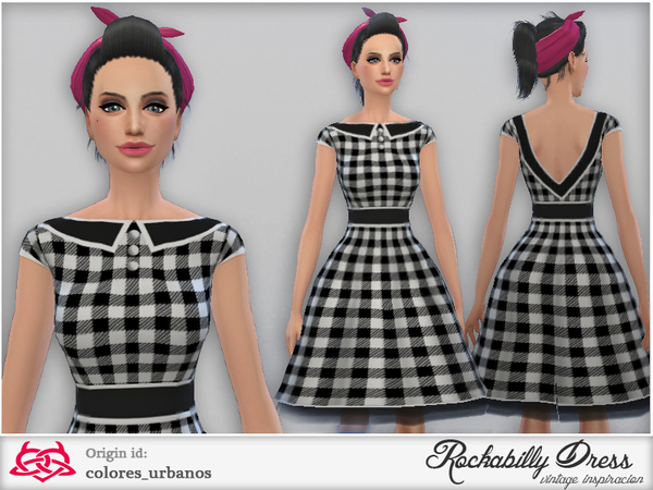 Sims 4 Rockabilly Dress v3 by Colores Urbanos at TSR