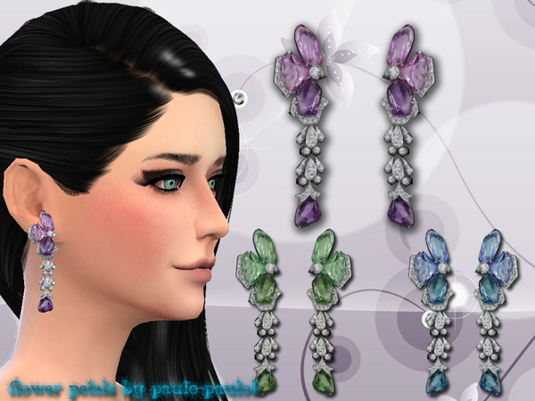Sims 4 Flower petals earrings by paulo paulol at TSR