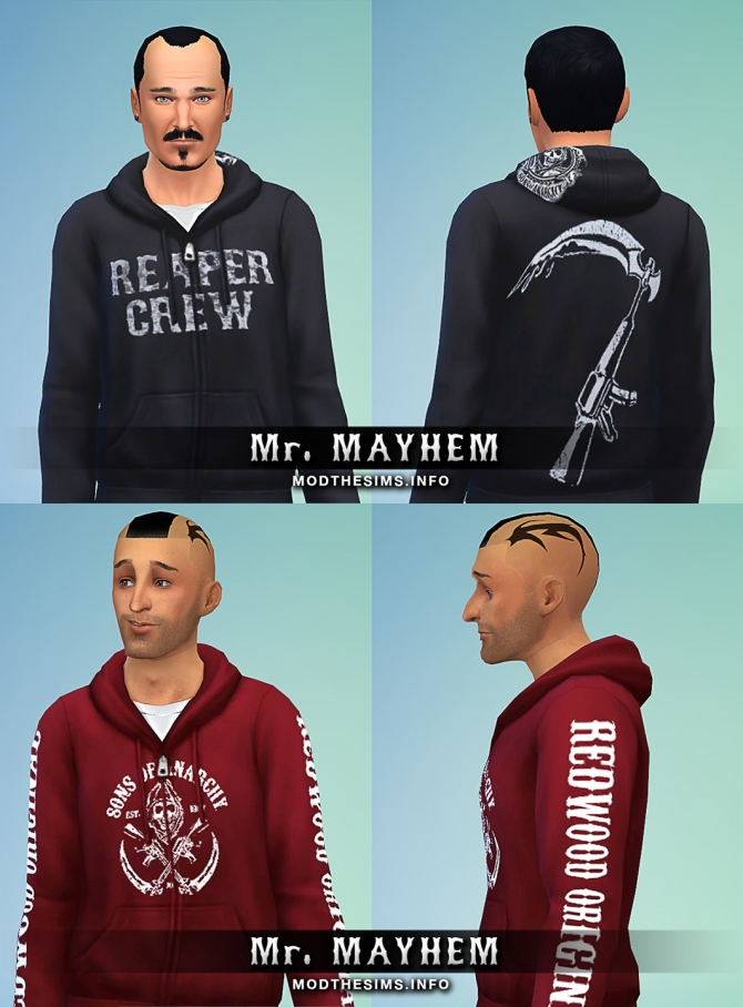 Sims 4 Sons of Anarchy Hoodie Zipper Set by Mr. Mayhem at Mod The Sims
