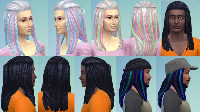 Sims 4 Vibrant Braids by Esmeralda at Mod The Sims