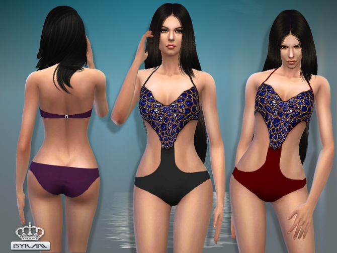 Sims 4 Embellished Cutout Swimsuit at EsyraM