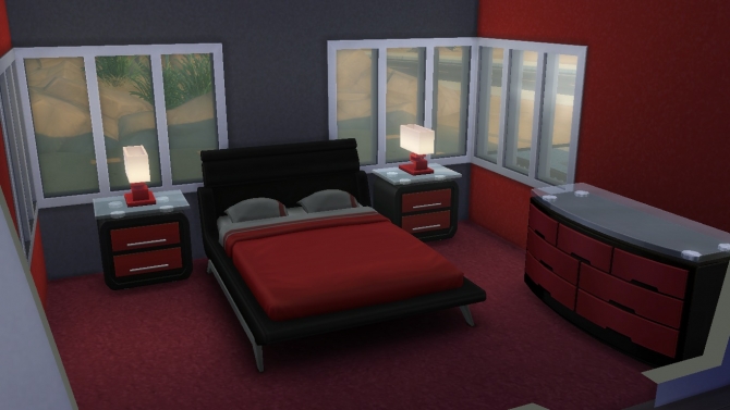 Sims 4 Black and Red Night table and Dresser recolors by ethyrdude at Mod The Sims