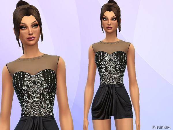 Sims 4 Embellished & Draped Bodysuit by Puresim at TSR