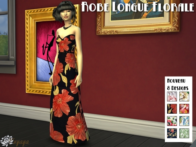 Sims 4 Floral dress by Fuyaya at Sims Artists