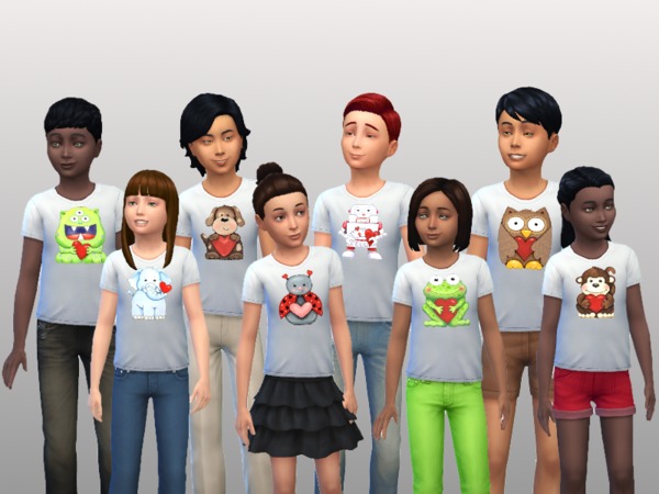 Sims 4 Kids Valentine Shirts by kmercer1 at TSR
