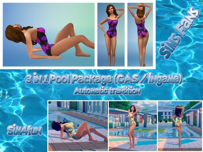 Sims 4 3 in 1 Pool posepack by Sim4fun at Sims Fans