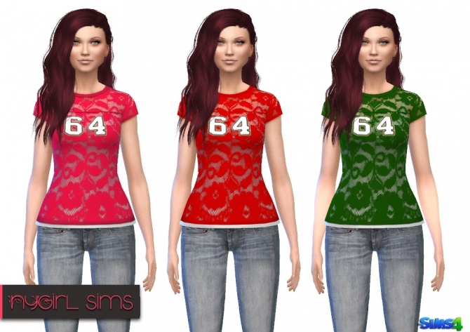 Sims 4 Lace Football Tee at NyGirl Sims