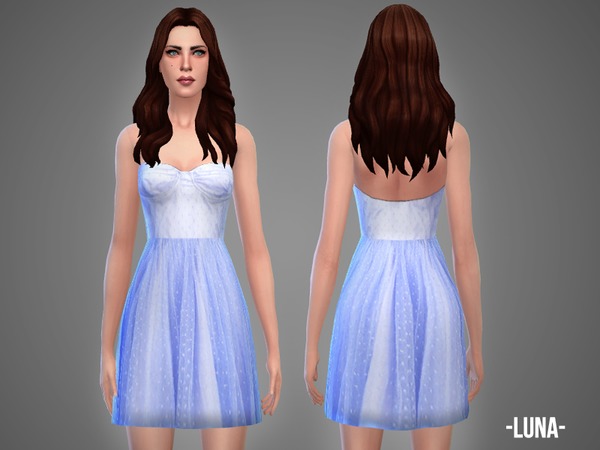 Sims 4 Luna dress in 6 pastel colors at TSR