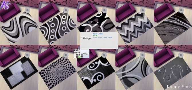 Sims 4 10 black & white rugs at Khany Sims