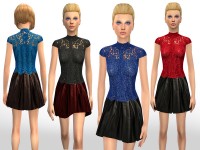 Leather Skirt with Laced Top by Weeky at TSR