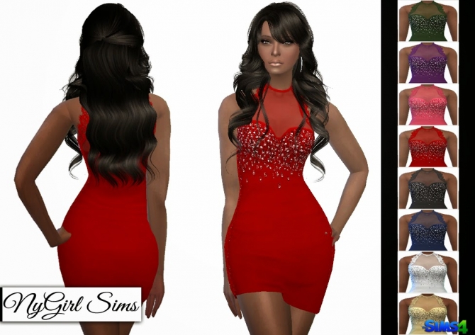 Sims 4 Lace Trim Asymmetric Mini Dress at NyGirl Sims