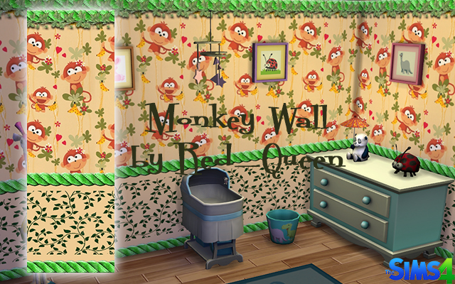 Sims 4 Monkey Wall by Red Queen at ihelensims
