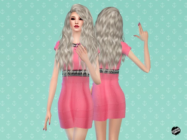 Sims 4 Pink Crochet Knit Stretch Dress by Seeing Double at TSR