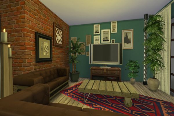 Sims 4 LittleBrick livingroom by ChiLLi at Blacky’s Sims Zoo