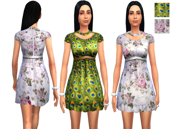 Sims 4 Printed Dress 2 Designs by Weeky at TSR