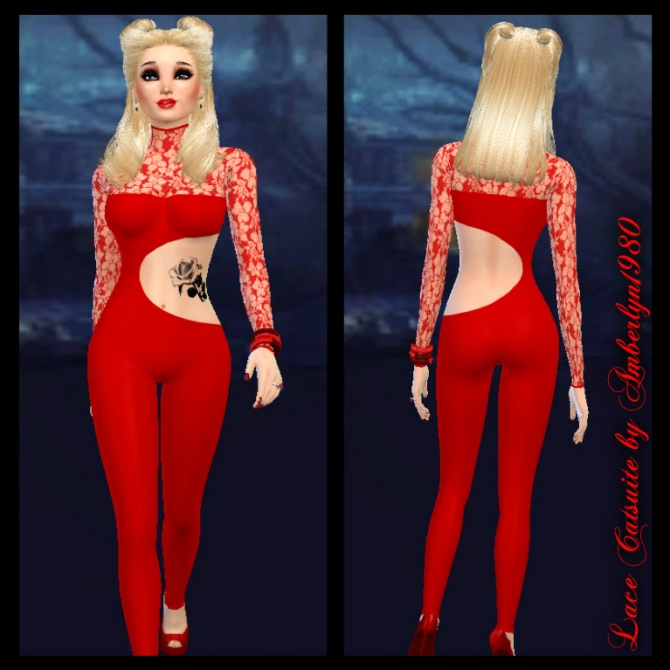 Sims 4 Lace catsuit at Amberlyn Designs