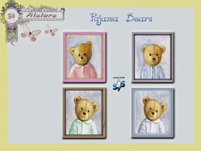 Sims 4 PAJAMA BEARS paintings and rugs at Alelore Sims Blog