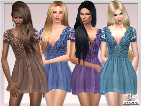 Sims 4 Scalloped Lace Prom Dress by EsyraM at TSR