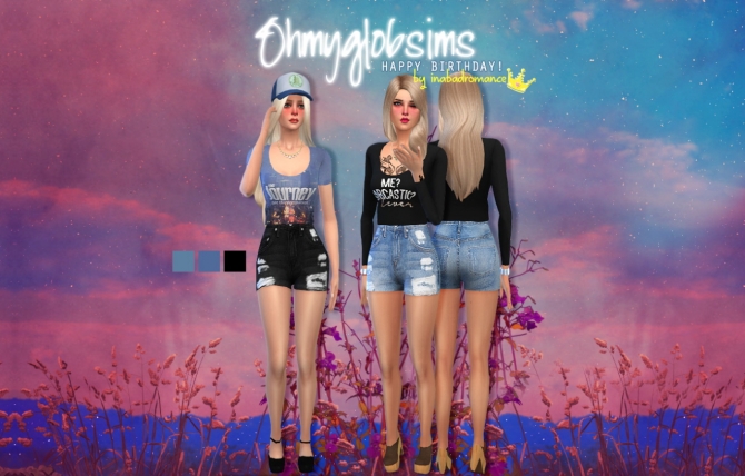 Sims 4 High Waisted Denim Shorts + 5 tops at In a bad Romance