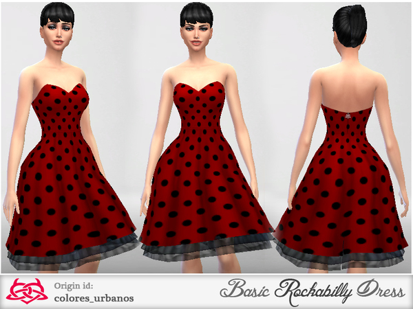 Sims 4 Basic Rockabilly Dress Strapless by Colores Urbanos at TSR