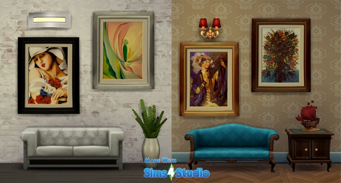 Sims 4 Female portraits and flower paintings at Sophia Virtual Estate