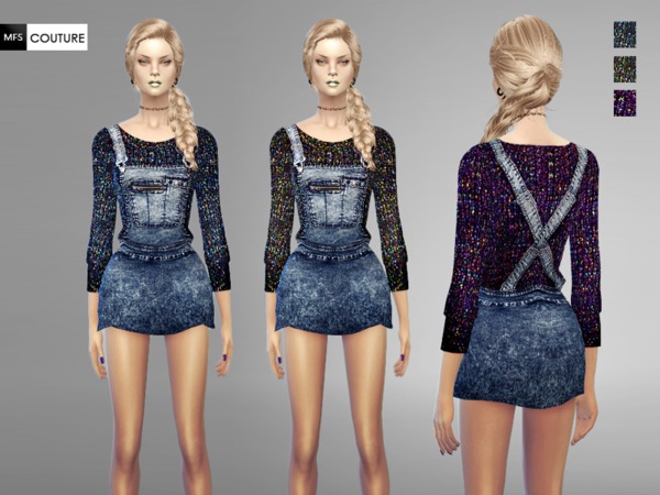 Sims 4 MFS Denim Dungarees by MissFortune at TSR