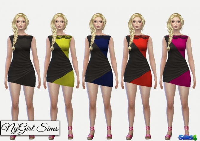 Sims 4 Two Tone Splice Bodycon Dress at NyGirl Sims