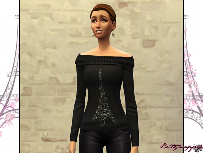 Sims 4 I LOVE PARIS tops by Bettyboopjade at Sims Artists