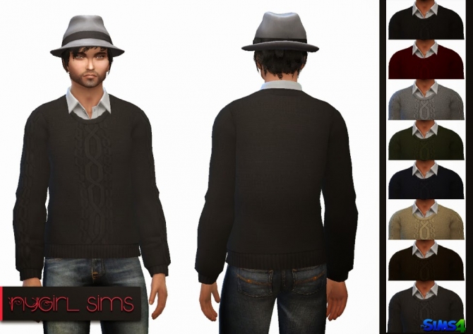 Sims 4 Collared Shirt with Cable Knit Sweater at NyGirl Sims