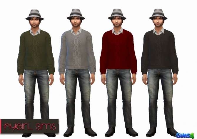 Sims 4 Collared Shirt with Cable Knit Sweater at NyGirl Sims