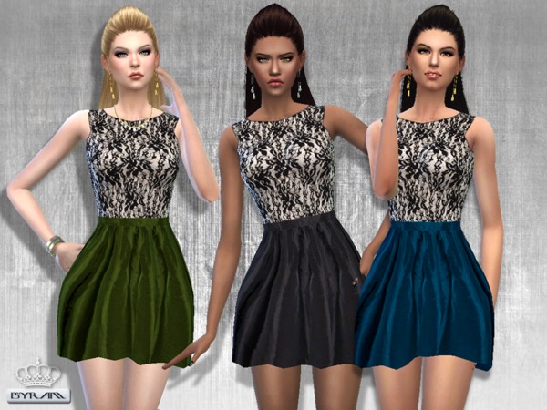 Sims 4 Edis Lace Dress by EsyraM at TSR