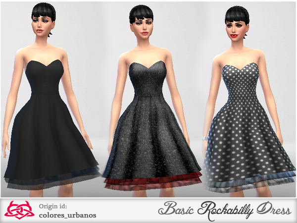 Sims 4 Basic Rockabilly Dress Strapless by Colores Urbanos at TSR