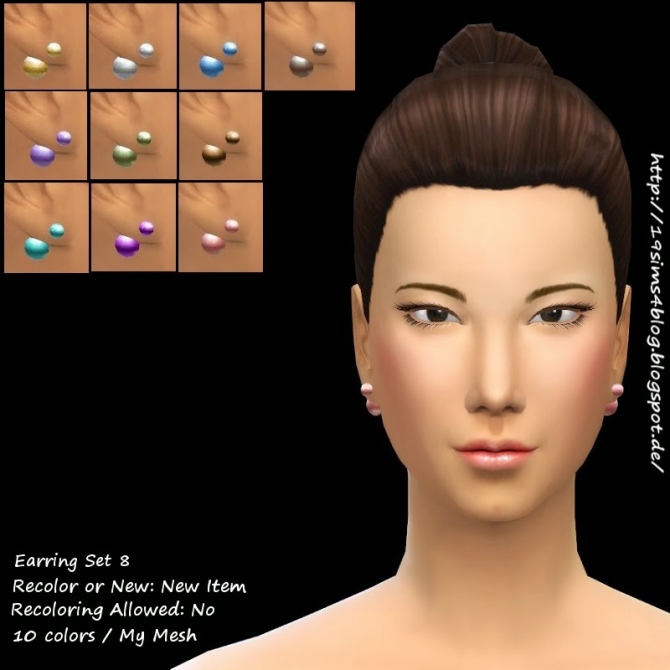 Sims 4 Earring Set 7 by Michaela P. at 19 Sims 4 Blog