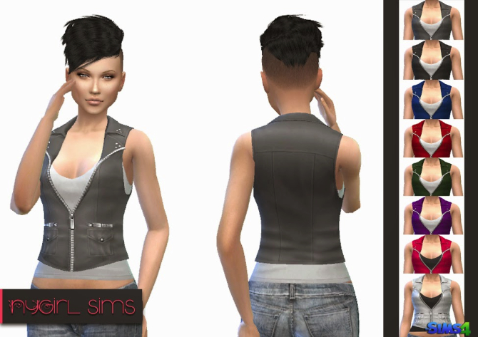 Sims 4 Pocketed Leather Vest with Tank at NyGirl Sims