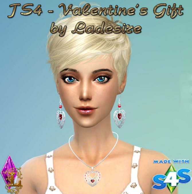 Sims 4 Valentines Gift necklace and earrrings at Ladesire