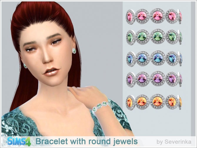 Sims 4 Bracelet with round jewels at Sims by Severinka
