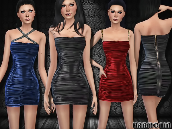 Sims 4 Party Ready Leather Dress by Harmonia at TSR