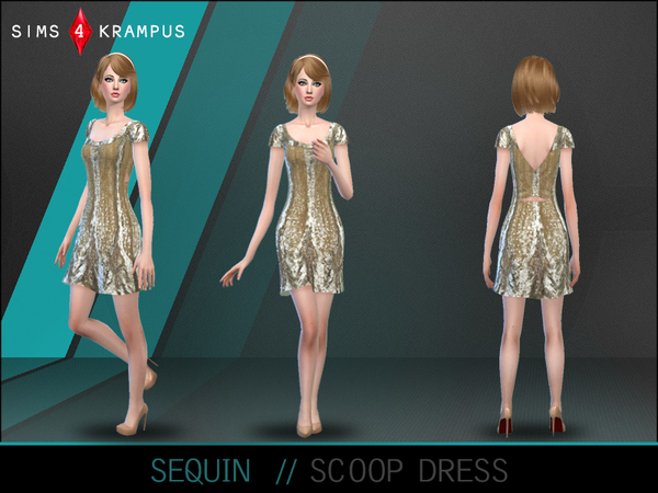 Sims 4 Sequin Scoop Neck Dress by SIms4Krampus at TSR