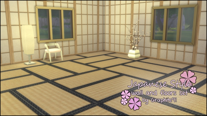 Sims 4 Japanese Style Wall and Floor Set by Graphite91 at Mod The Sims