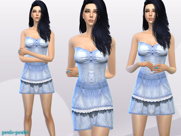 Sims 4 Denim short dress by paulo paulol at TSR