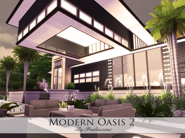 Sims 4 Modern Oasis 2 house by Pralinesims at TSR