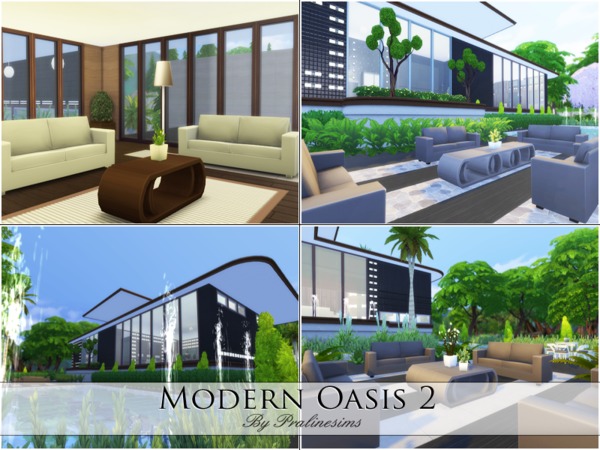 Sims 4 Modern Oasis 2 house by Pralinesims at TSR
