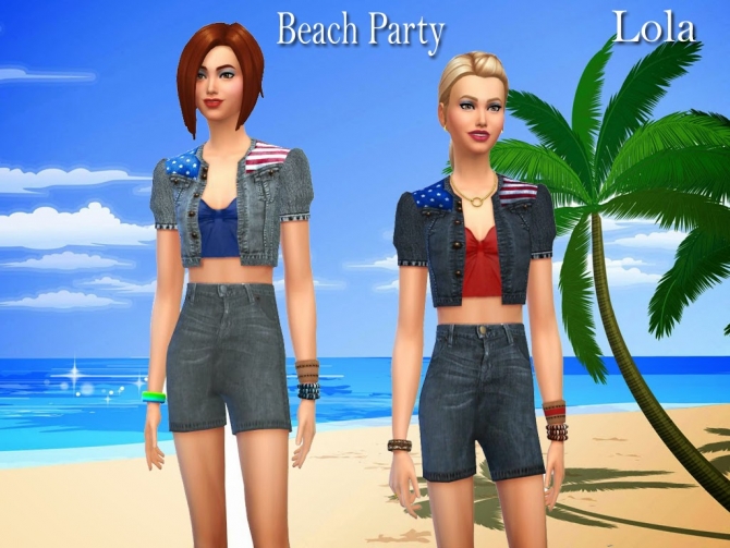 Sims 4 Beach Party denim set by Lola at Sims and Just Stuff