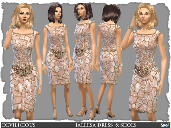 Sims 4 Jaleesa Dress and Shoes by Devilicious at TSR