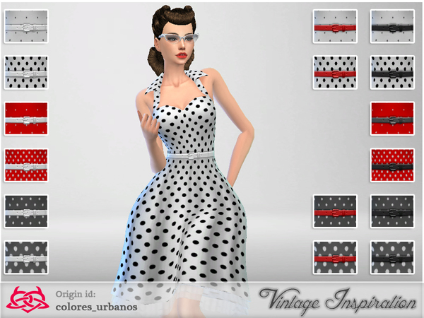 Sims 4 Recolor Rockabilly Dress4 lunares 2 by Colores Urbanos at TSR