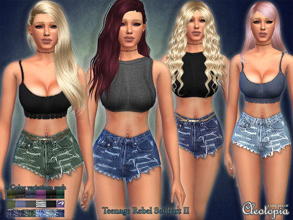 Sims 4 Teenage Rebel Casual Set Part II by Cleotopia at TSR