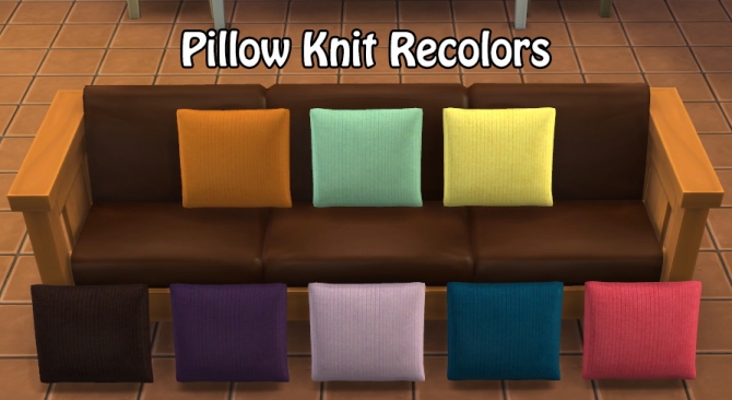 Sims 4 ShinoKCR’s sofa and floor pillows + OBP’s heart pillows knit recolors at Annachibi’s Sims