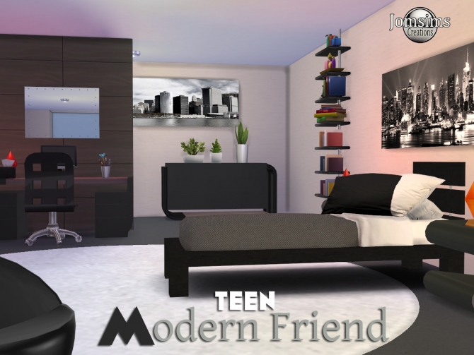 Sims 4 Modern Friend bedroom at Jomsims Creations