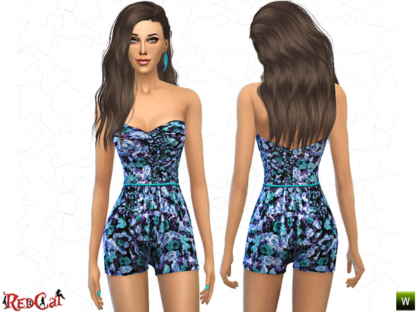 Sims 4 Flower Print Jumpsuit by RedCat at TSR